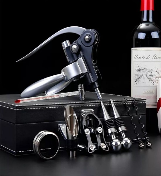Valiza Deluxe cu 9 Accesorii de Vin - Gift Set - 2