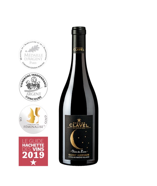 VINURI FRANTA - Domaine Claire Clavel Clair de Lune Cotes du Rhone Villages Saint Gervais Rouge - Vin Rosu Sec - Franta - 0.75L