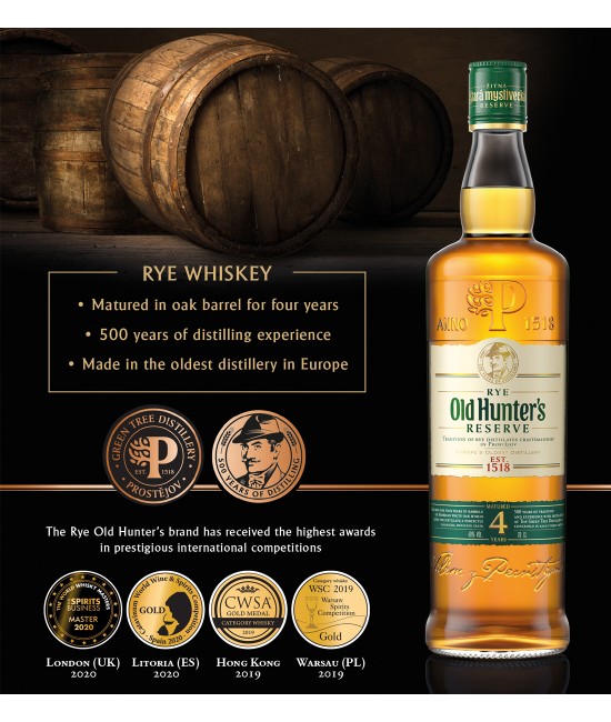 BEST SELLERS - Old Hunter's Reserve Rye Traditional 4 ani Whisky 0.7L