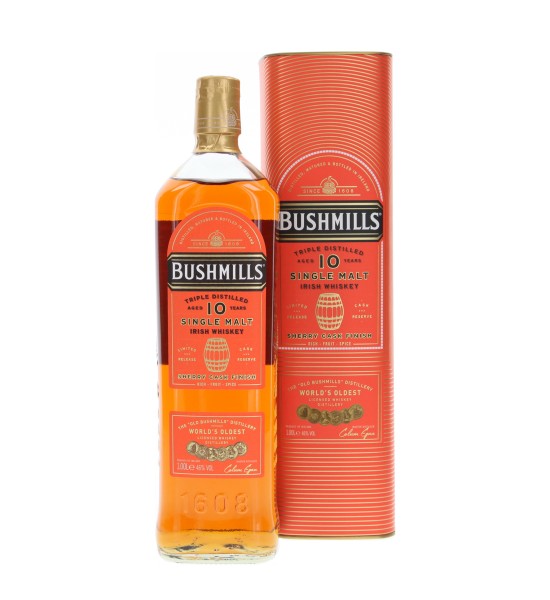 Bushmills Triple Distilled Sherry Cask Finish 10 ani Single Malt Irish Whiskey 1L - 1