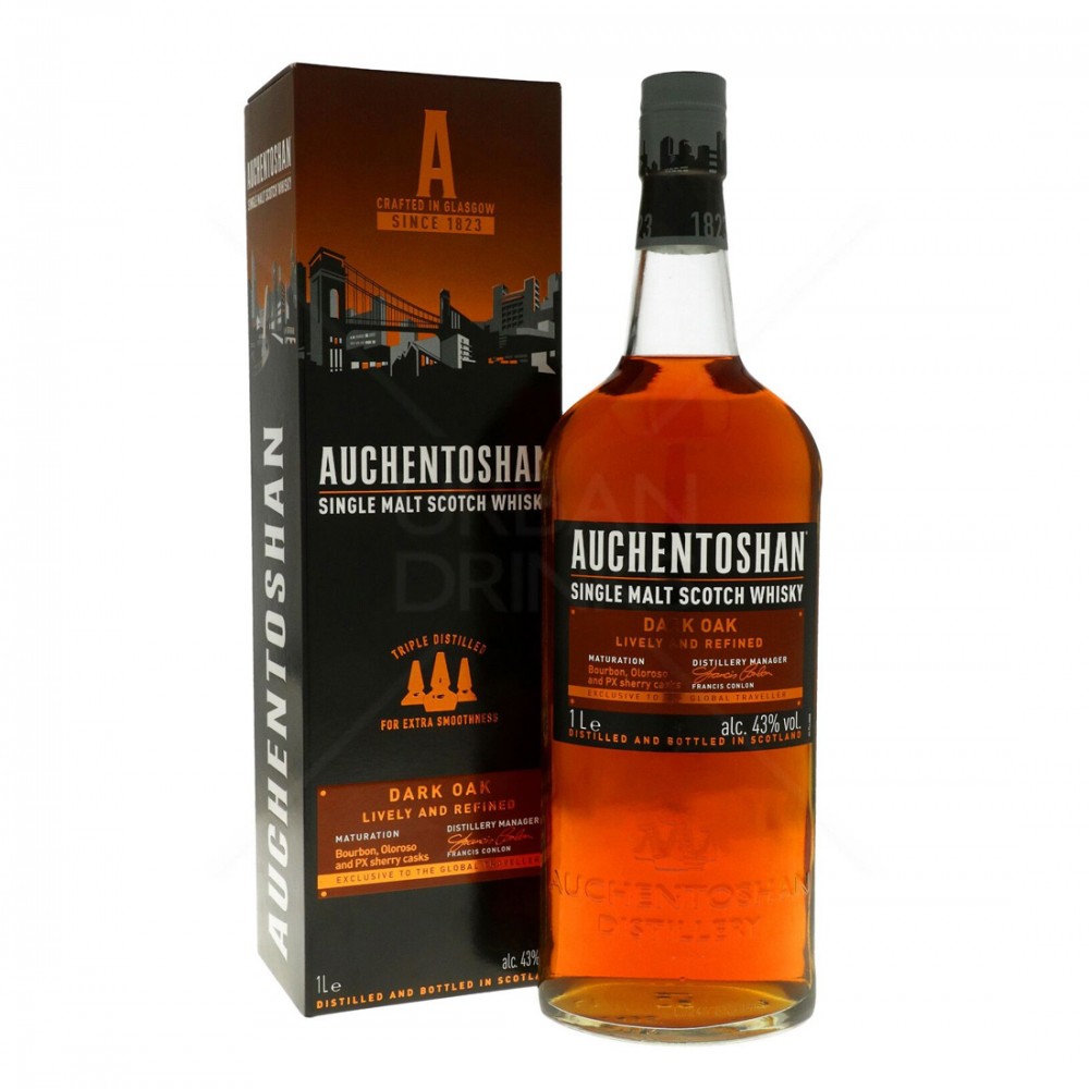 Auchentoshan Dark Oak Lowland Single Malt Scotch Whisky 1L